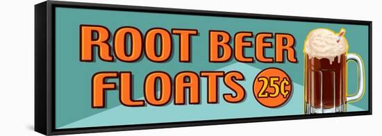 Root Beer Floats 25 Cents Oblong-Retroplanet-Framed Stretched Canvas
