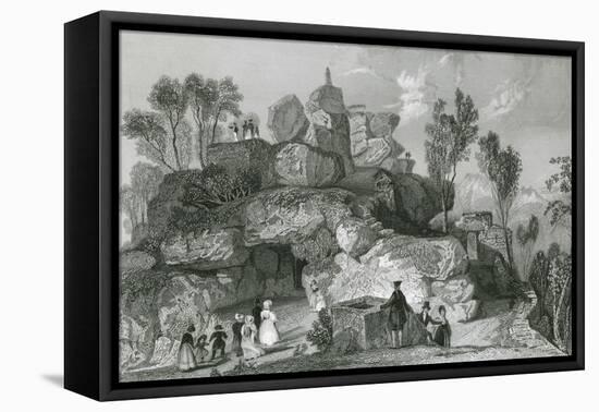 Rooter Rocks, Peak District-Thomas Allom-Framed Stretched Canvas