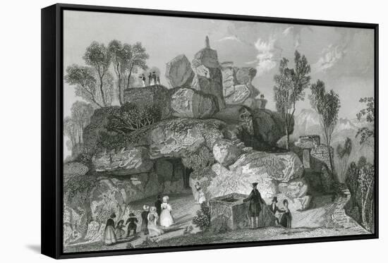 Rooter Rocks, Peak District-Thomas Allom-Framed Stretched Canvas