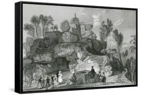 Rooter Rocks, Peak District-Thomas Allom-Framed Stretched Canvas