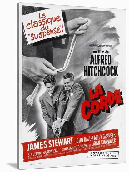 ROPE, (aka LA CORDE), French poster, from left: Farley Granger, James Stewart, 1948-null-Stretched Canvas