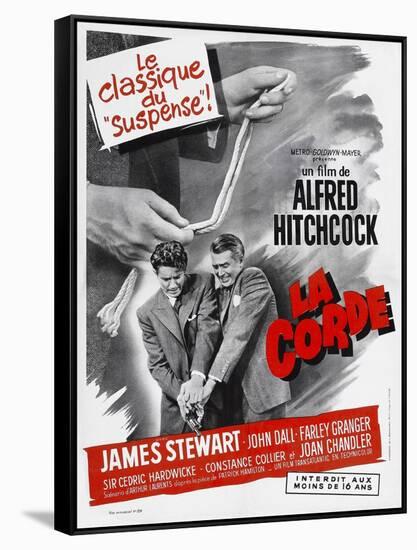 ROPE, (aka LA CORDE), French poster, from left: Farley Granger, James Stewart, 1948-null-Framed Stretched Canvas