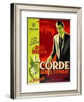 ROPE, (aka LA CORDE), French poster, James Stewart, Joan Chandler (bottom right), 1948-null-Framed Art Print