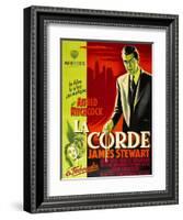 ROPE, (aka LA CORDE), French poster, James Stewart, Joan Chandler (bottom right), 1948-null-Framed Art Print