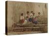 Rope Braiders (W/C on Paper)-Antoine Auguste Ernest Herbert or Hebert-Stretched Canvas