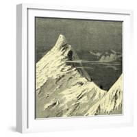 Roped Together on a Snow Slope Switzerland-null-Framed Giclee Print