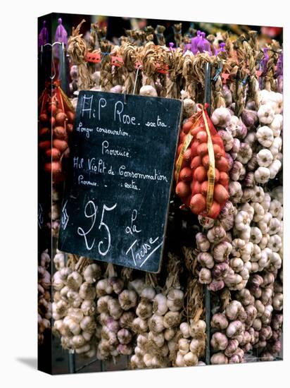 Ropes of Garlic in Local Shop, Nice, France-Bill Bachmann-Stretched Canvas