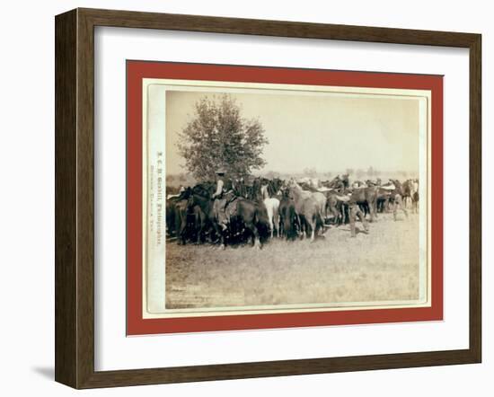 Roping and Changing Scene at --T Camp on Round Up of --T. 999 --S. and G.-John C. H. Grabill-Framed Giclee Print