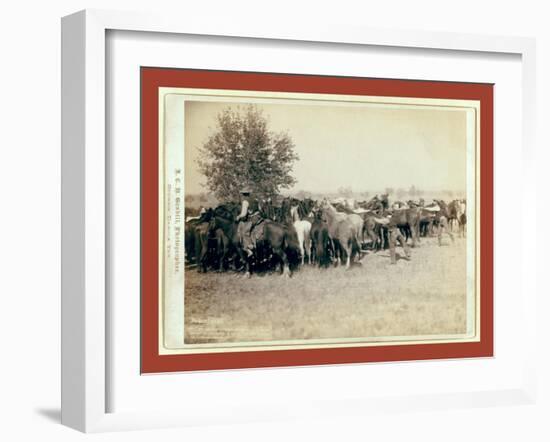 Roping and Changing Scene at --T Camp on Round Up of --T. 999 --S. and G.-John C. H. Grabill-Framed Giclee Print