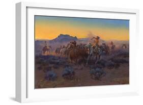 Roping Fresh Mounts, 1918 (Oil on Canvas)-Charles Marion Russell-Framed Giclee Print