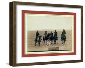 Roping Gray Wolf, Cowboys Take in a Gray Wolf on Round Up, in Wyoming-John C. H. Grabill-Framed Giclee Print