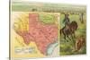 Roping Longhorn, Map-null-Stretched Canvas