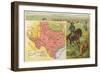 Roping Longhorn, Map-null-Framed Art Print