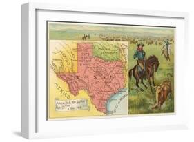 Roping Longhorn, Map-null-Framed Art Print