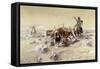 Roping the Longhorns-Charles Marion Russell-Framed Stretched Canvas