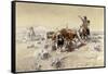 Roping the Longhorns-Charles Marion Russell-Framed Stretched Canvas