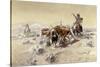 Roping the Longhorns-Charles Marion Russell-Stretched Canvas