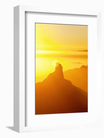 Roque Bentayga and Tenerife in Distance, Gran Canaria, Canary Islands, Spain, Atlantic, Europe-Markus Lange-Framed Photographic Print
