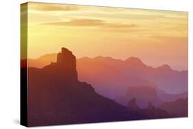 Roque Bentayga at sunset, Gran Canaria, Canary Islands, Spain, Atlantic Ocean, Europe-Neil Farrin-Stretched Canvas