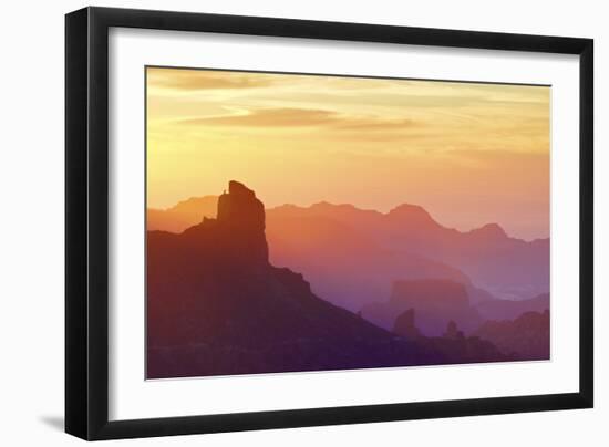 Roque Bentayga at sunset, Gran Canaria, Canary Islands, Spain, Atlantic Ocean, Europe-Neil Farrin-Framed Photographic Print