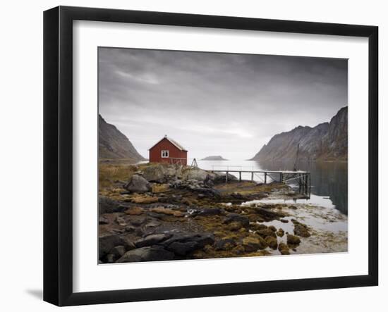 Rorbu and Jetty on Fjord, Lofoten Islands, Norway, Scandinavia, Europe-Purcell-Holmes-Framed Photographic Print