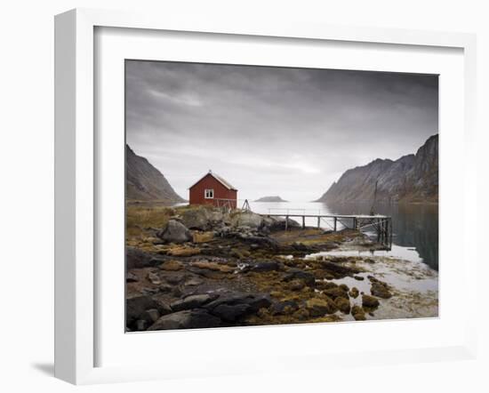 Rorbu and Jetty on Fjord, Lofoten Islands, Norway, Scandinavia, Europe-Purcell-Holmes-Framed Photographic Print