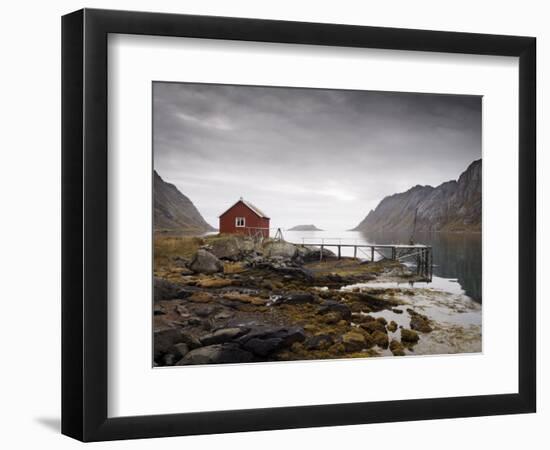 Rorbu and Jetty on Fjord, Lofoten Islands, Norway, Scandinavia, Europe-Purcell-Holmes-Framed Photographic Print