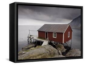 Rorbu on Stilts by Fjord, Lofoten Islands, Norway, Scandinavia, Europe-Purcell-Holmes-Framed Stretched Canvas