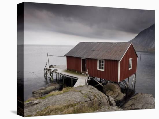 Rorbu on Stilts by Fjord, Lofoten Islands, Norway, Scandinavia, Europe-Purcell-Holmes-Stretched Canvas