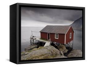 Rorbu on Stilts by Fjord, Lofoten Islands, Norway, Scandinavia, Europe-Purcell-Holmes-Framed Stretched Canvas