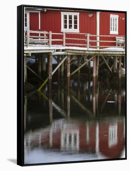 Rorbu, tradition fishing huts, village Reine, Moskenesoya. Lofoten Islands. Norway-Martin Zwick-Framed Stretched Canvas