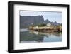 Rorbu, traditional fishing huts used for tourist accommodation in village of Reine, Lofoten Islands-Ellen Rooney-Framed Photographic Print
