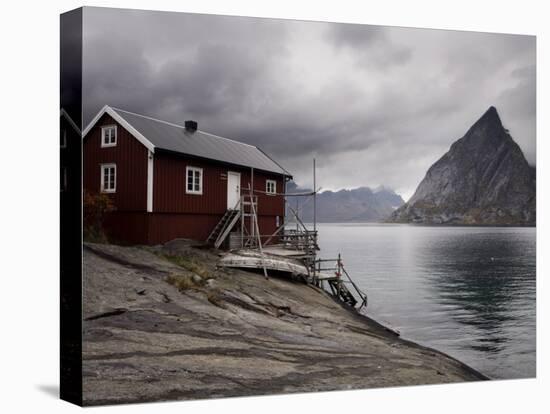 Rorbuer on Fjord with Mountains, Lofoten Islands, Norway, Scandinavia, Europe-Purcell-Holmes-Stretched Canvas