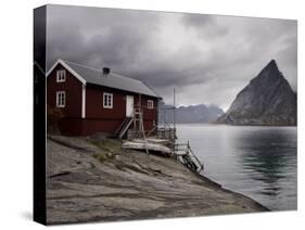 Rorbuer on Fjord with Mountains, Lofoten Islands, Norway, Scandinavia, Europe-Purcell-Holmes-Stretched Canvas