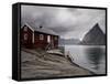 Rorbuer on Fjord with Mountains, Lofoten Islands, Norway, Scandinavia, Europe-Purcell-Holmes-Framed Stretched Canvas
