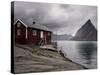 Rorbuer on Fjord with Mountains, Lofoten Islands, Norway, Scandinavia, Europe-Purcell-Holmes-Stretched Canvas