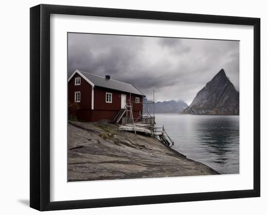 Rorbuer on Fjord with Mountains, Lofoten Islands, Norway, Scandinavia, Europe-Purcell-Holmes-Framed Photographic Print