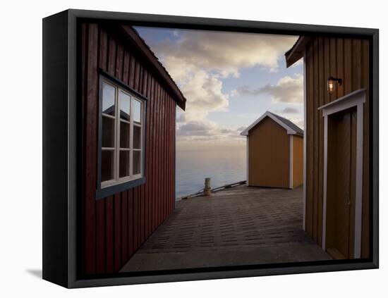 Rorbuer on Jetty, Lofoten Islands, Norway, Scandinavia, Europe-Purcell-Holmes-Framed Stretched Canvas