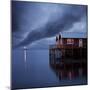 Rorbuer on Stilts at Dusk with Lighthouse, Lofoten Islands, Norway, Scandinavia, Europe-Purcell-Holmes-Mounted Premium Photographic Print