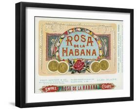 Rosa de la Habana Brand Cigar Box Label-Lantern Press-Framed Art Print