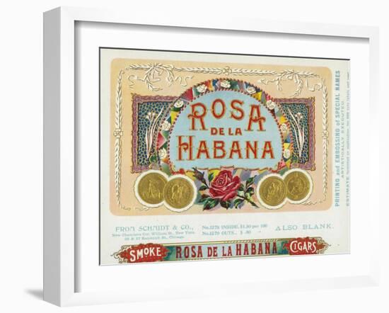Rosa de la Habana Brand Cigar Box Label-Lantern Press-Framed Art Print