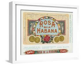 Rosa de la Habana Brand Cigar Box Label-Lantern Press-Framed Art Print