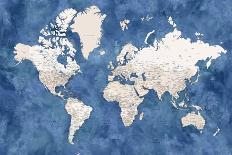 Detailed World Map with Cities, Sabeen-Rosana Laiz Blursbyai-Giclee Print