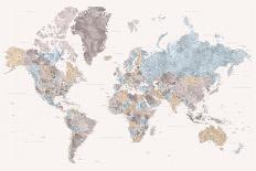 Watercolor World Map with Countries, Fifi-Rosana Laiz Blursbyai-Mounted Photographic Print