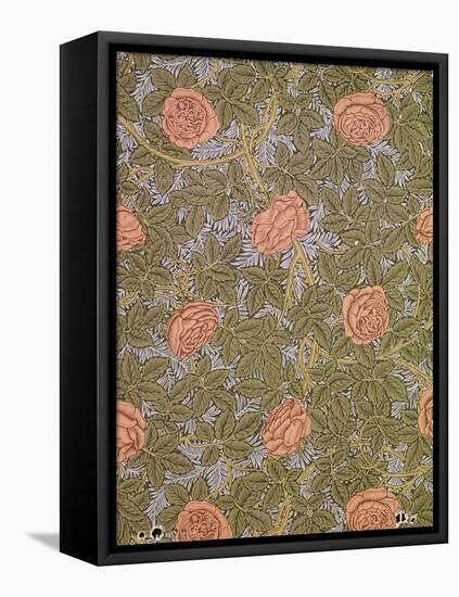 "Rose - 93" Wallpaper Design-William Morris-Framed Stretched Canvas