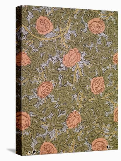 "Rose - 93" Wallpaper Design-William Morris-Stretched Canvas