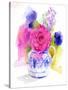 Rose and Cornflowers in Pitcher, 2017-John Keeling-Stretched Canvas