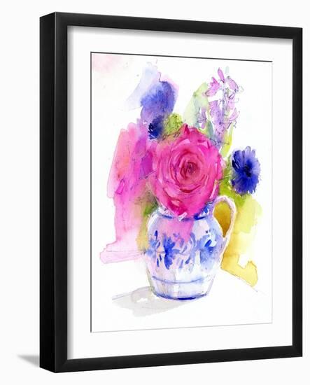 Rose and Cornflowers in Pitcher, 2017-John Keeling-Framed Giclee Print