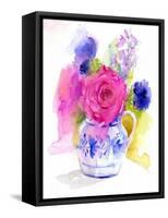 Rose and Cornflowers in Pitcher, 2017-John Keeling-Framed Stretched Canvas