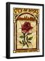 Rose and Skyline Stained Glass - Portland, Oregon-Lantern Press-Framed Art Print